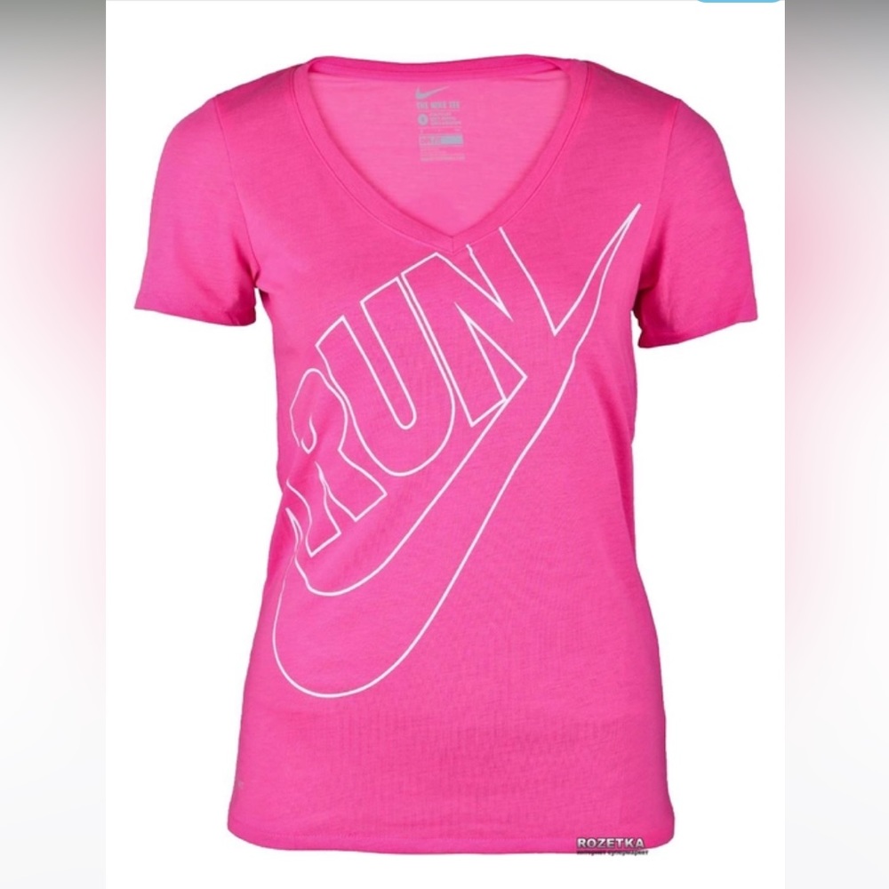 Nike Hot Pink Run Swoosh V-Neck T-shirt